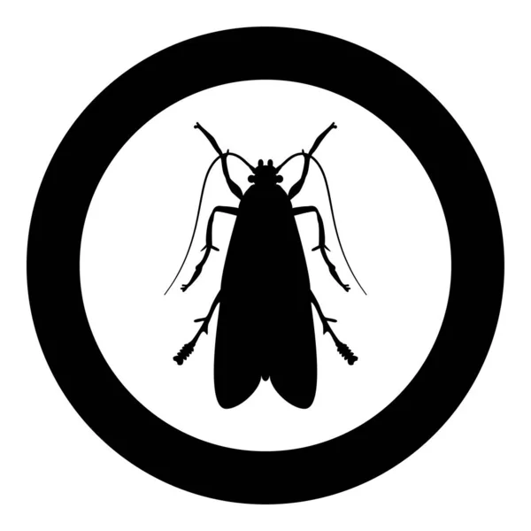Kleren nachtvlinder kleding Moth Fly insect pest pictogram in cirkel ronde zwarte kleur vector illustratie platte stijl afbeelding — Stockvector