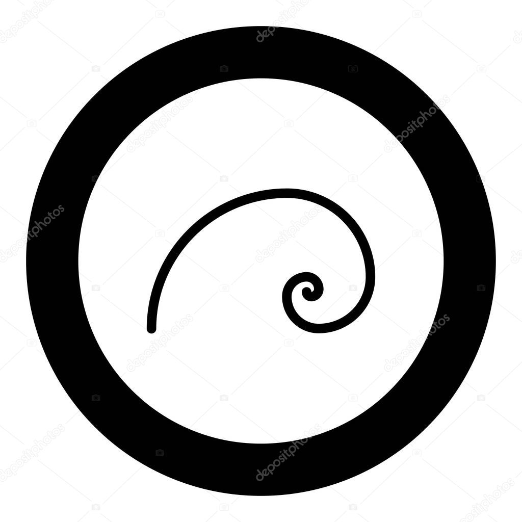 Spiral golden section Golden ratio proportion Fibonacci spiral icon in circle round black color vector illustration flat style image