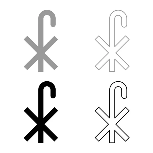 Cross Monogram Symbol Saint Pastor Sign Religious Cross Icon Set — Stock Vector
