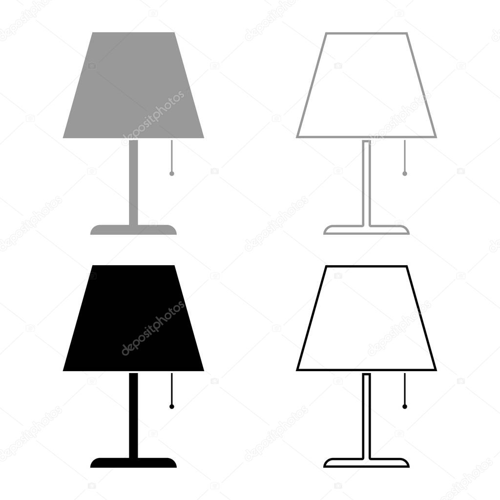 Table lamp Night lamp Clasic lamp icon set black grey color vector illustration flat style simple image