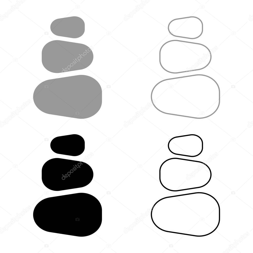 Stacked stones Stack stones Zen stone tower Spa stones stack icon set black grey color vector illustration flat style simple image