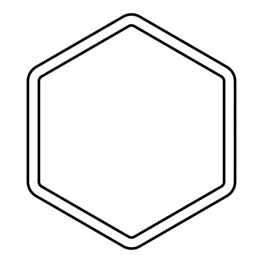 Altıgen şekil öğesi simgesi anahat siyah renk vektör illüstrasyon düz stil görüntü