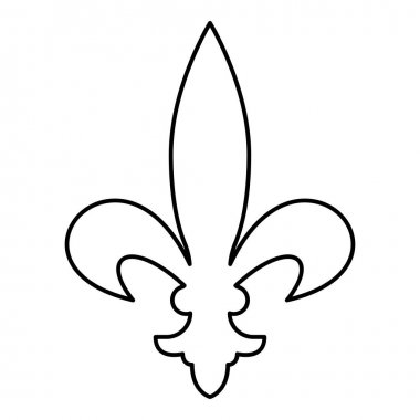 Heraldic sembolü Heraldry liliya sembolü Fleur-de-lis Royal french heraldry style simgesi anahat siyah renk vektör illüstrasyon düz stil görüntü