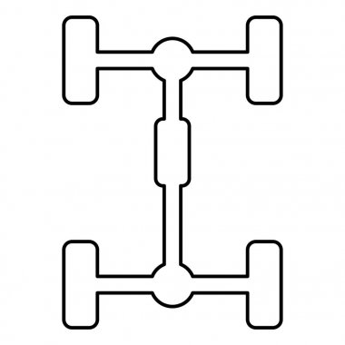 Araç araç için Undercarriage Şasi Taşıma Araç çerçeve simgesi siyah renk vektör illüstrasyon düz stil görüntü anahat