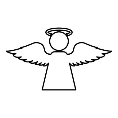 Melek sinek kanat simgesi anahat siyah renk vektör illüstrasyon düz stil görüntü