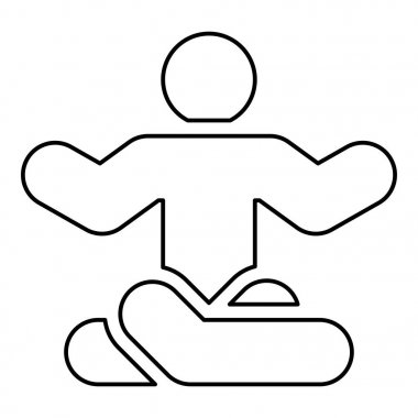 Yoga adam poz simgesi anahat siyah renk vektör illüstrasyon düz stil görüntü