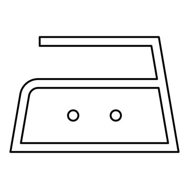 Ütü yüz elli 150 derece orta sıcaklık izin verilir Giysi bakım sembolleri Yıkama kavramı Çamaşır işareti simgesi anahat siyah renk vektör illüstrasyon düz stil görüntü