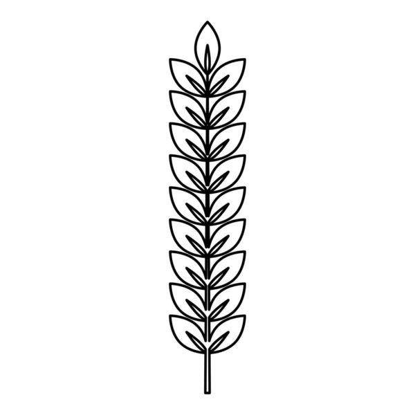 밀 식물 분기 아이콘 개요 검은 색 벡터 일러스트 플랫 스타일 이미지의 스파이크렛 — 스톡 벡터