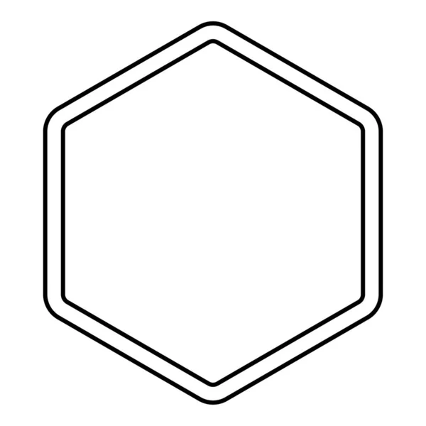 六角形形状要素アイコンアウトラインブラックカラーベクトルイラストフラットスタイル画像 — ストックベクタ
