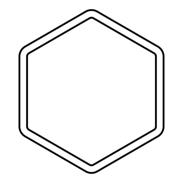 육각형 요소 아이콘 개요 블랙 컬러 벡터 일러스트 플랫 스타일 이미지 — 스톡 벡터