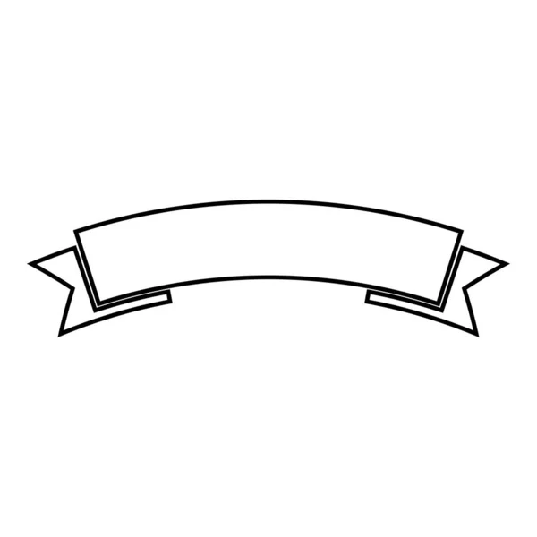 Стрічковий банер Рекламний банер Контур значка чорного кольору Векторні ілюстрації зображення плоского стилю — стоковий вектор