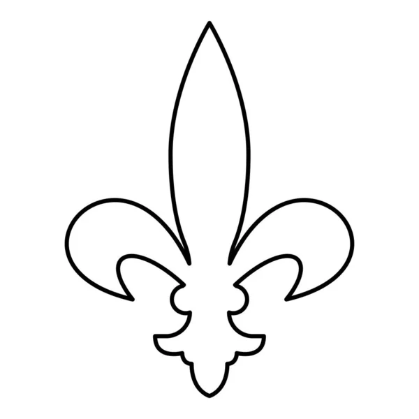 Heraldiska symbolen heraldik liliya symbol Fleur-de-Lis kunglig fransk heraldik stil ikon kontur svart färg vektor illustration platt stil bild — Stock vektor