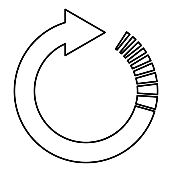 Seta circular com efeito de cauda Setas circulares Atualizar o ícone do conceito de atualização esboço vetor de cor preta ilustração imagem de estilo plano — Vetor de Stock