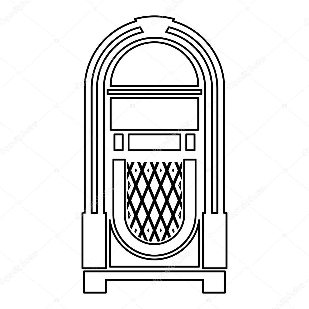 Jukebox Juke box automated retro music concept vintage playing device icon outline black color vector illustration flat style image