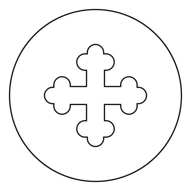 Çapraz trefoil shamrock Cross monogram Daire yuvarlak anahat siyah renk vektör illüstrasyon düz stil görüntü dini çapraz simge
