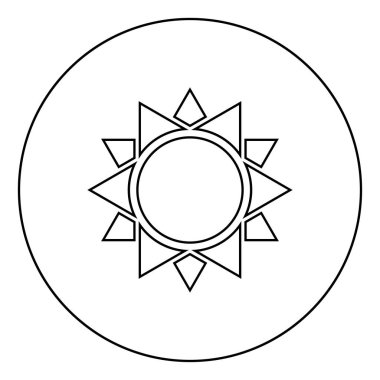 Daire yuvarlak anahat siyah renk vektör illüstrasyon düz stil görüntü sun simgesi