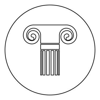 Sütun antik stil Antik klasik sütun mimari eleman Sütun Yunan roma sütun simgesi daire yuvarlak anahat siyah renk vektör illüstrasyon düz stil görüntü