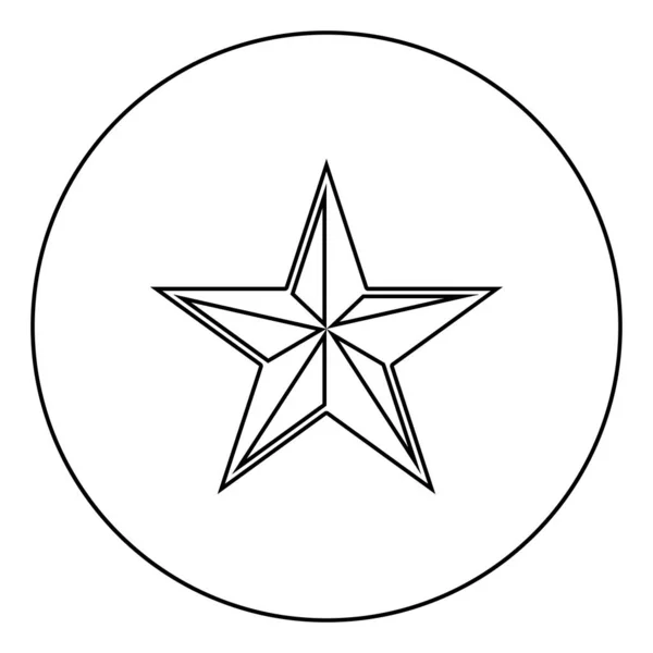 Пятиугольная иконка пятиугольной звезды круглого контура черного цвета вектор иллюстрации плоский стиль изображения — стоковый вектор