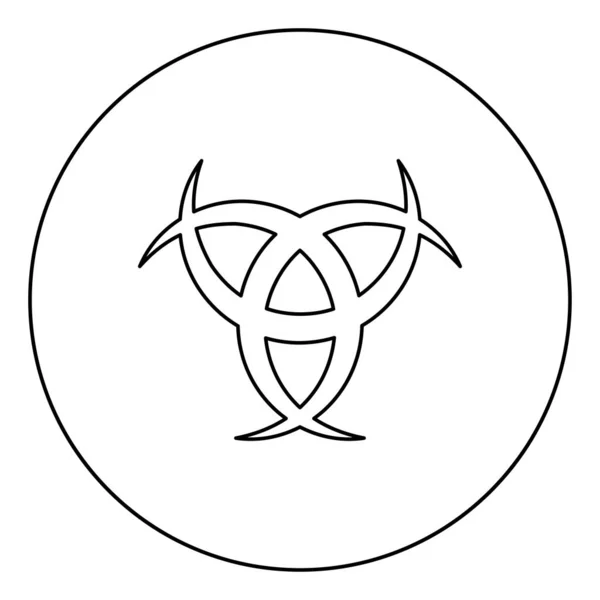 Róg Odin potrójny róg Odin ikona ilustracja kolor koło okrągły obrazek płaski styl wektor zarys — Wektor stockowy