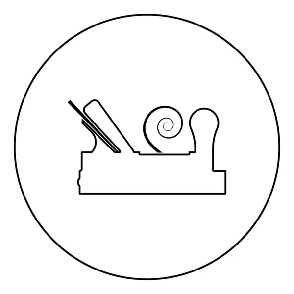 Plano de carpintero con madera con madera de afeitar Icono plano de carpintero en círculo contorno redondo color negro vector ilustración imagen estilo plano — Vector de stock