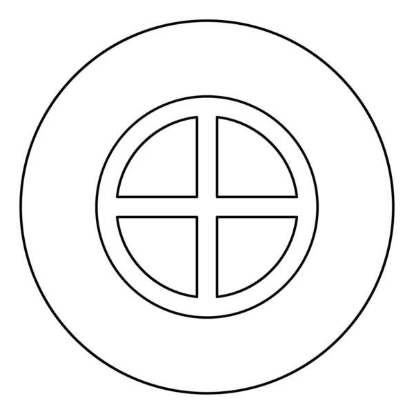 Cruz círculo redondo sobre pan concepto partes cuerpo Cristo Infinito signo en el icono religioso en círculo contorno redondo negro color vector ilustración plano estilo imagen — Vector de stock