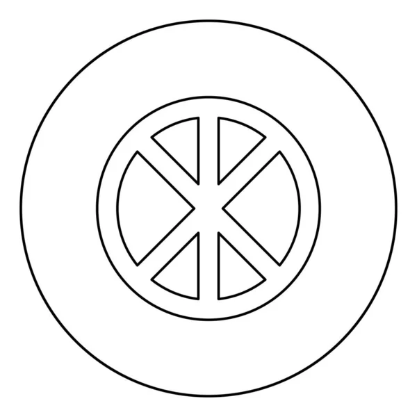 Cruz círculo redondo no conceito de pão partes corpo Cristo Infinito sinal no ícone religioso no círculo redondo contorno preto cor vetor ilustração estilo plano imagem —  Vetores de Stock