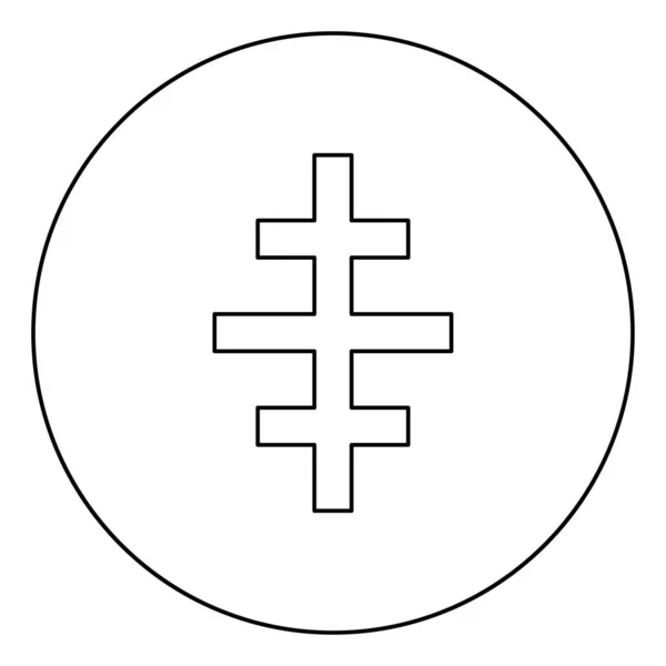 Хрест папської римської церкви значок в колі круглий контур чорний колір Векторні ілюстрації зображення плоского стилю — стоковий вектор