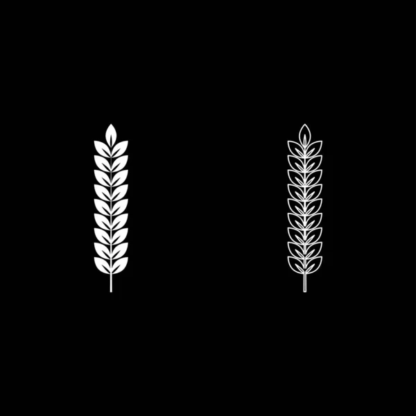 Spikelet av vete Plant Branch ikon disposition set vit färg vektor illustration platt stil bild — Stock vektor