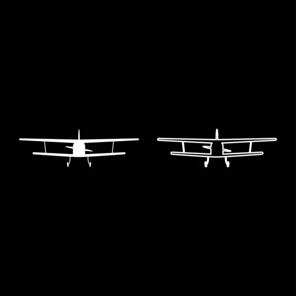 Vue de l'avion avec avant Avion léger civil Flying machine icon outline set blanc couleur vectoriel illustration plat style image — Image vectorielle