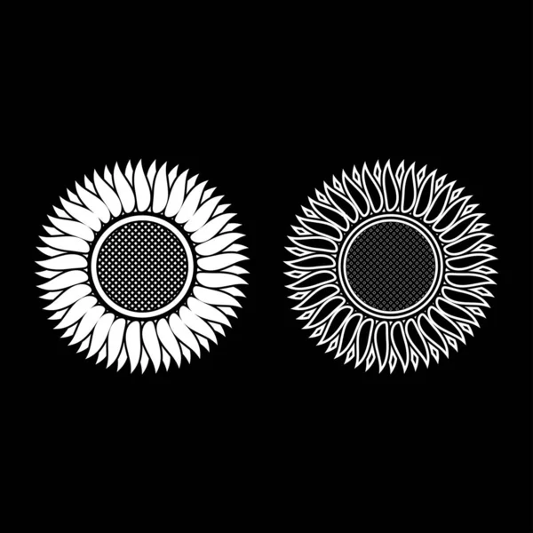 Sonnenblumen-Symbol Umriss setzen weiße Farbe Vektor Illustration flachen Stil Bild — Stockvektor