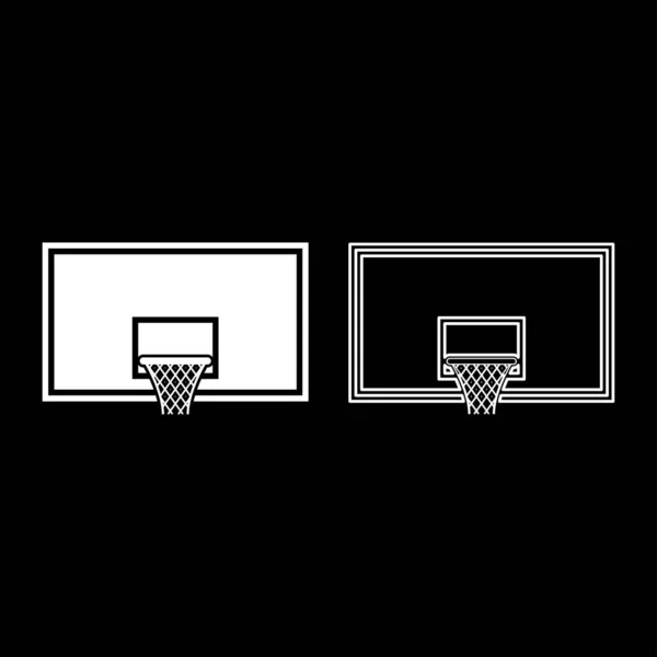 Basquetebol placa de basquetebol aro no encosto ícone do esboço conjunto cor branca vector ilustração plana estilo imagem — Vetor de Stock