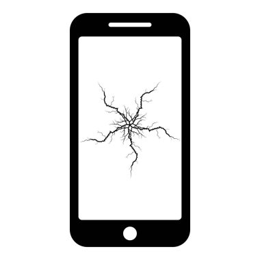 Crash dokunmatik ekran simgesi siyah renk vektör illüstrasyon düz stil görüntü ile Smartphone