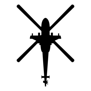 Helikopter üst görünümü Savaş helikopter simgesi siyah renk vektör illüstrasyon düz stil görüntü