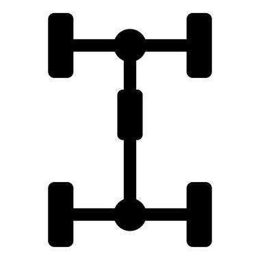 Araç araç için Undercarriage Şasi Taşıma Araç çerçeve simgesi siyah renk vektör illüstrasyon düz stil görüntü