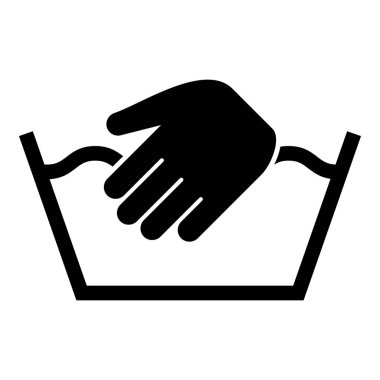 Sadece manuel yıkama Giysi bakım sembolleri Yıkama kavramı Çamaşır işareti simgesi siyah renk vektör illüstrasyon düz stil görüntü