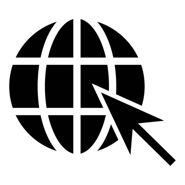 Earth top ve ok Küresel web internet kavramı Küre ve ok Web sitesi simgesi simge siyah renk vektör illüstrasyon düz stil görüntü — Stok Vektör