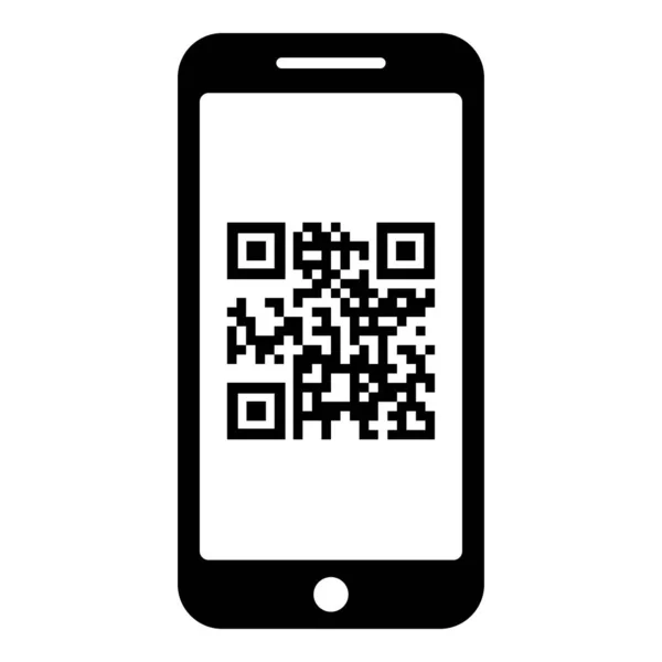 Ekran simgesi siyah renk vektör illüstrasyon düz stil görüntü Qr kodu ile Smartphone