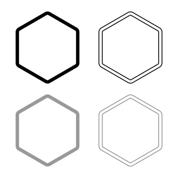 Hexagon form elementikon kontur ange svart grå färg vektor illustration platt stil bild — Stock vektor