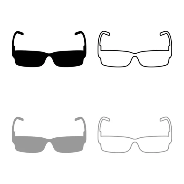 Icono de gafas de sol esquema conjunto negro gris vector ilustración estilo plano imagen — Archivo Imágenes Vectoriales