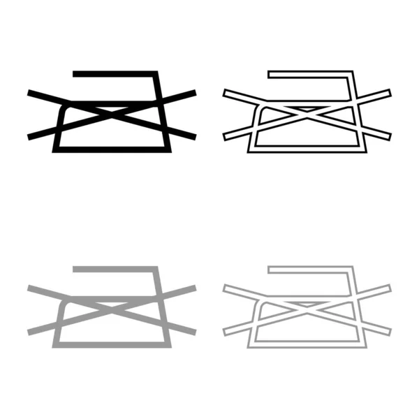 Não é permitida a engomadoria proibida Símbolos de cuidados com as roupas Conceito de lavagem Ícone de sinal de lavanderia conjunto de contorno preto vetor de cor cinza ilustração imagem de estilo plano —  Vetores de Stock