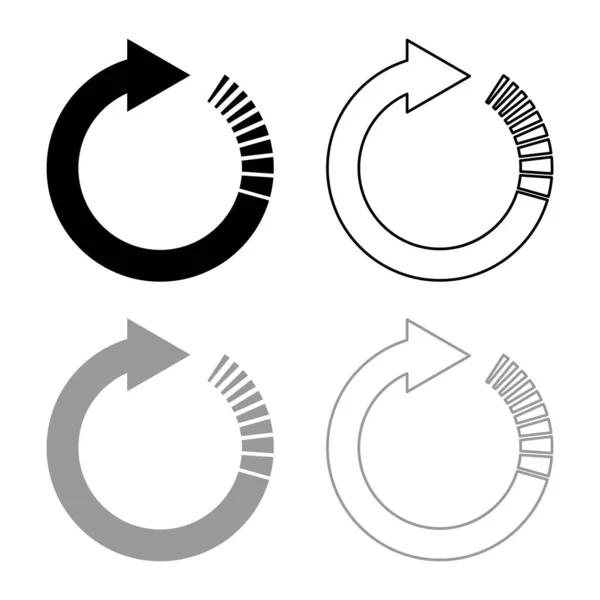 Flecha circular con efecto de cola Flechas circulares Actualizar concepto de actualización esquema conjunto negro gris vector ilustración estilo plano imagen — Vector de stock