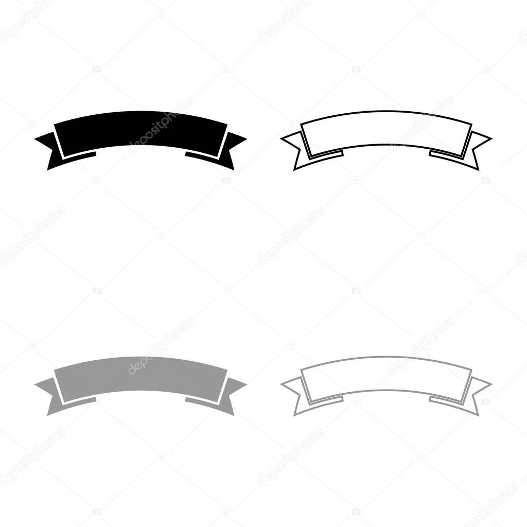 Ribbon banner Advertising banner icon outline set black grey color vector illustration flat style image