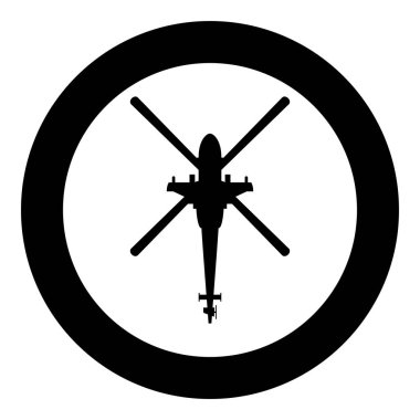 Helikopter üst görünümü Daire yuvarlak siyah renkli vektör illüstrasyon düz stil görüntü Savaş helikopter simgesi