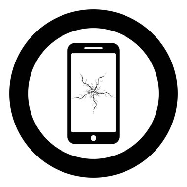 Daire yuvarlak siyah renk vektör illüstrasyon düz stil görüntü çökme dokunmatik ekran simgesi ile Smartphone