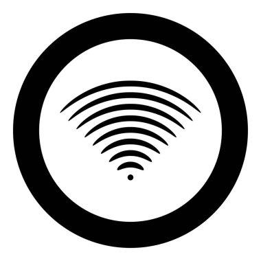 Radyo dalga Ses sinyali Daire yuvarlak siyah renk vektör illüstrasyon düz stil görüntü bir dirrection Transmitter simgesi