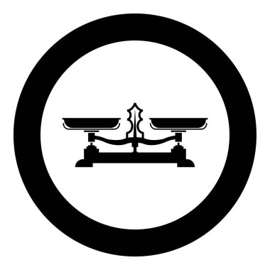 Dengeleme terazileri Daire yuvarlak siyah renkli vektör illüstrasyon düz stil görüntü içinde terazi simgesi mağaza