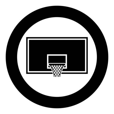 Yuvarlak siyah renk vektör illüstrasyon düz stil görüntü backboard simgesi üzerinde Basketbol backboard Basketbol pota