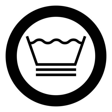 Çok hassas yıkama Giysi bakım sembolleri Çamaşır konsepti Daire yuvarlak siyah renk vektör illüstrasyon düz stil görüntü çamaşır işareti simgesi