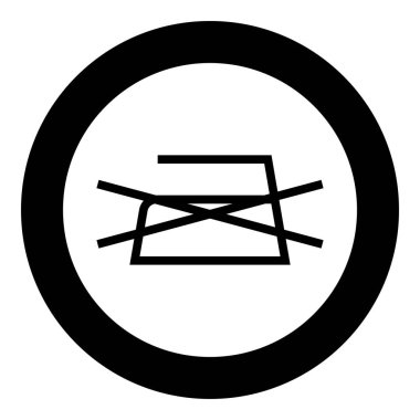 Yasak Ütü izin verilmez Giysi bakım sembolleri Çamaşır konsepti Yuvarlak siyah renk vektör illüstrasyon düz stil görüntü çamaşır işareti simgesi