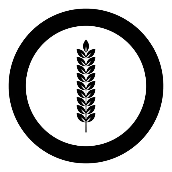 Spikelet a búza Plant ág ikonja körbe kerek fekete színű vektoros illusztráció lapos stílusú kép — Stock Vector